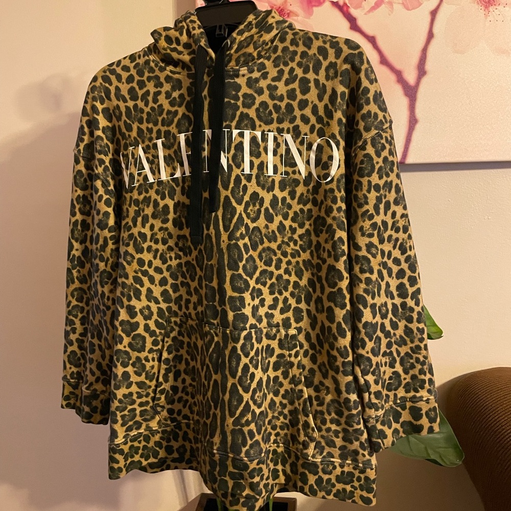Valentino Logo Leopard Print Hoodie